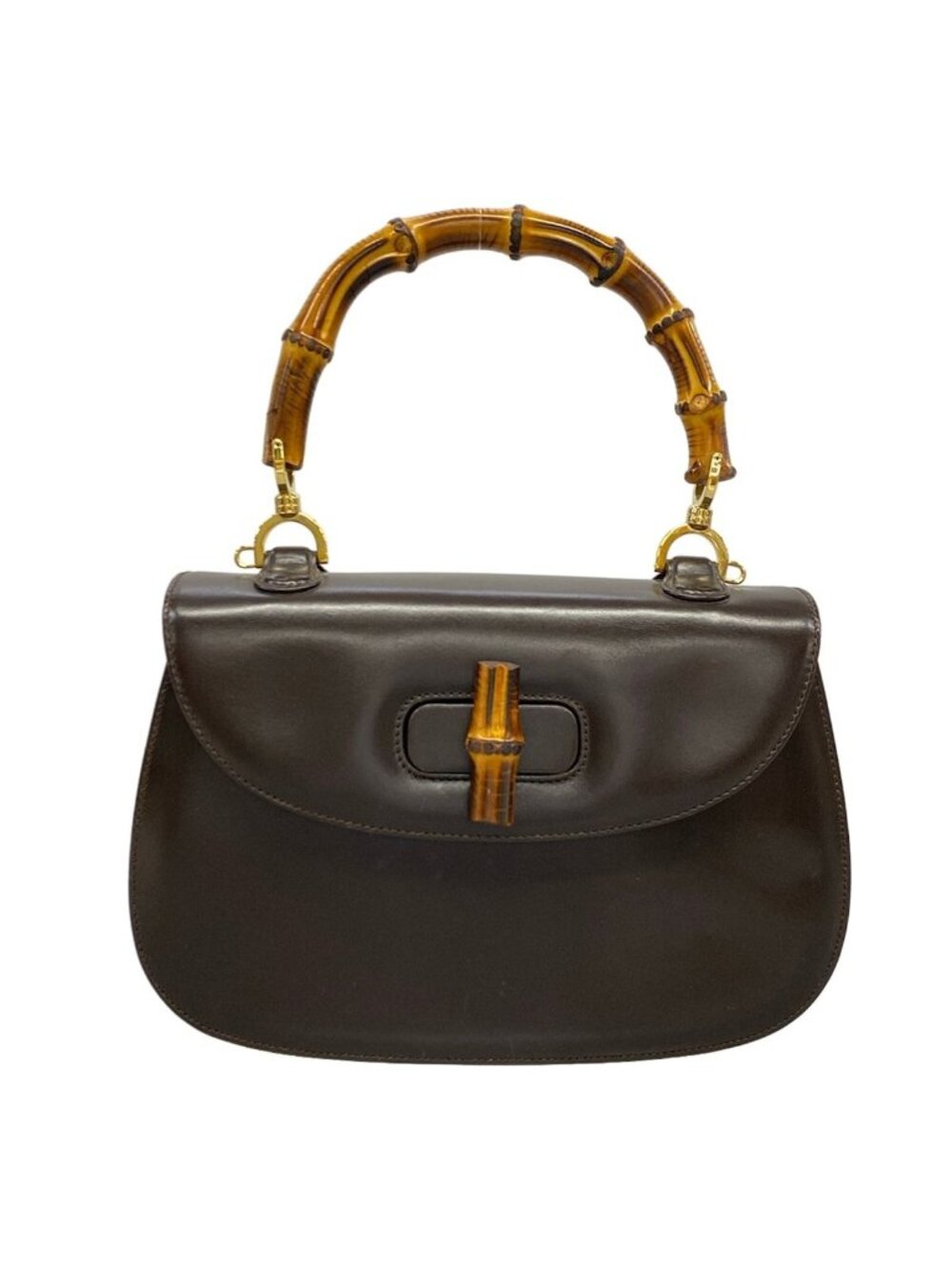 Gucci Handbag Bamboo Classic Dark Brown Leather